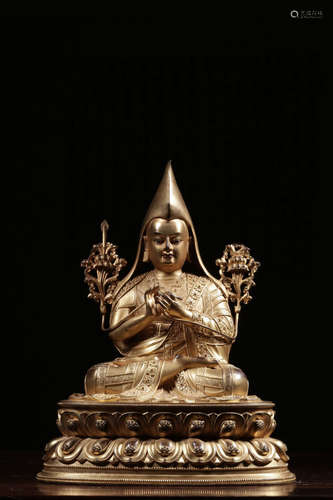 GILT BRONZE CAST 'JE TSONGKHAPA' SEATED FIGURE