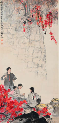 A CHINESE FIGURES PAINTING, WEI ZIXI MARK