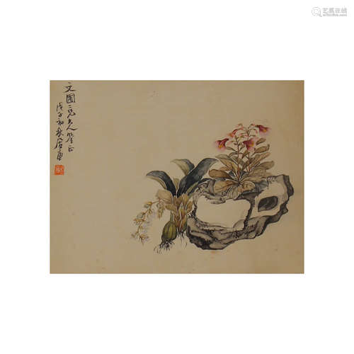 A CHINESE FLOWERS PAINTING, JU LIAN MARK