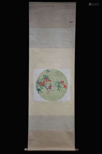 ZHANG DAQIAN: INK AND COLOR ON PAPER PAINTING 'FLOWERS AND BIRDS'