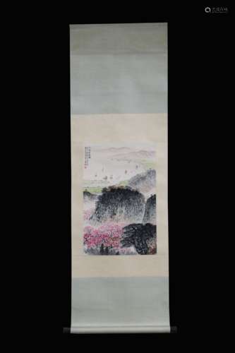 SONG WENZHI: INK AND COLOR ON PAPER PAINTING 'LANDSCAPE SCENERY'