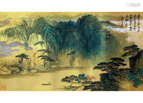 A CHINESE LANDSCAPE PAINTING, ZAHNG DAQIAN MARK