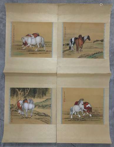 MA JIN: INK AND COLOR ON SILK PAINTING 'HORSES'