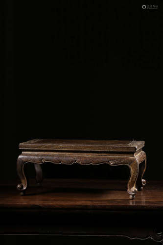 ZITAN WOOD CARVED SCROLL LEG RECTANGULAR STAND