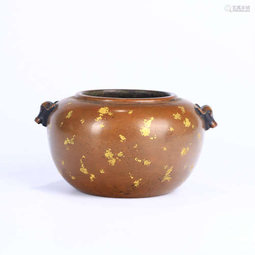 A GILD BRONZE DOUBLE EARS INCENSE BURNER