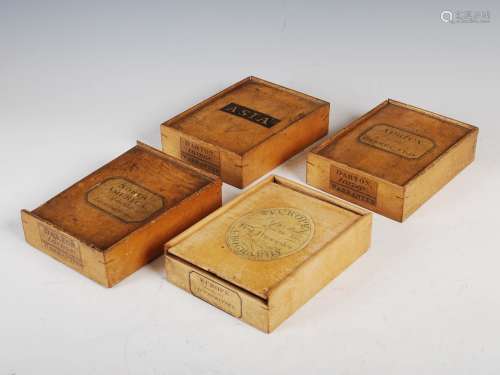 Four boxed wooden dissected puzzles by Darton of London, comprising: Asia, Africa neatly