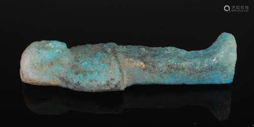 Antiquities - An ancient Egyptian turquoise blue glazed shabti, of typical form, 7.5cm long.
