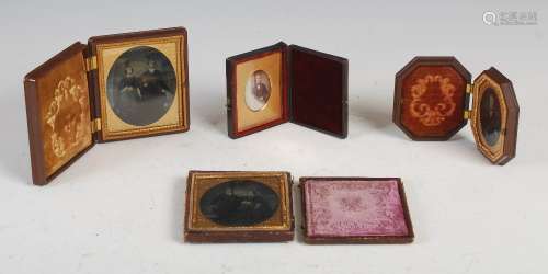 Four assorted 19th century daguerreotype/ambrotypes, comprising: one leather cased portrait