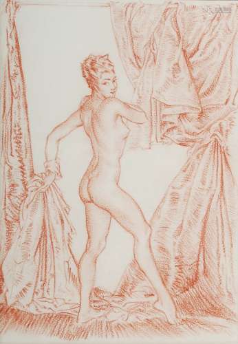 Circle of Sir William Russell Flint (1880-1969) Nude red chalk on paper 34cm x 24cm