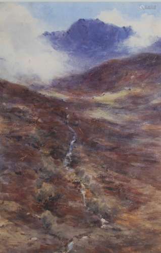 Early 20th century Scottish School A misty morning in the upper Corrie watercolour 26.5cm x 17.5cm