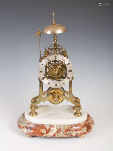 A 19th century silvered metal and brass skeleton clock, Thomas Hammond, Anglesea, the silvered