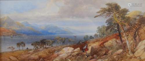James Burrell Smith (1822-1897) Highland loch scene with figures and dog, and another, a pair