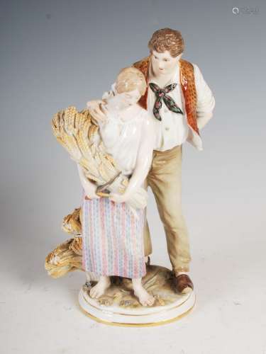 A late 19th/early 20th century Meissen porcelain figure group emblematic of the harvest, modelled