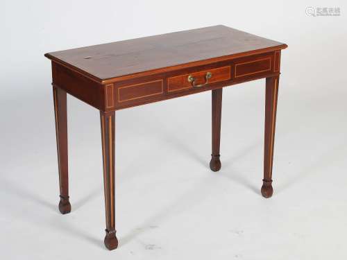 A George III mahogany boxwood and ebony lined side table, the rectangular top with boxwood lined