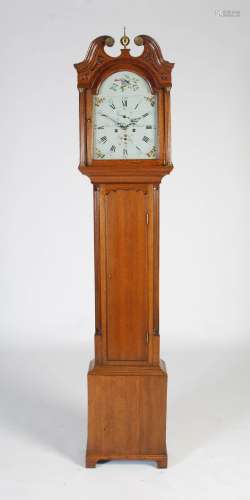A George III oak longcase clock, David Craig Ford, Pathhead, the enamelled dial with Arabic and