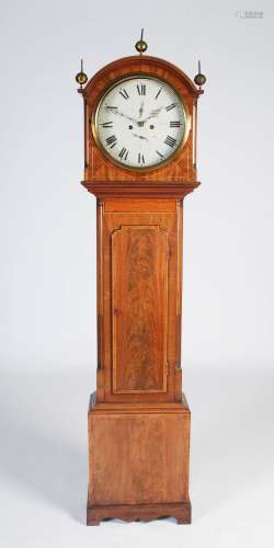 An early 19th century mahogany and boxwood lined longcase clock, makers name indistinct,