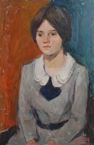 AR Avril J.D. Gilmore (fl.1957-1983) Portrait of Jenny oil on board, signed and dated '59 lower