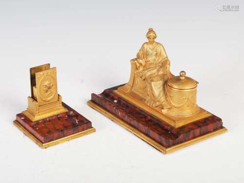 Burgstaller - A late 19th century Neo Classical style gilt bronze inkwell, in the form of a