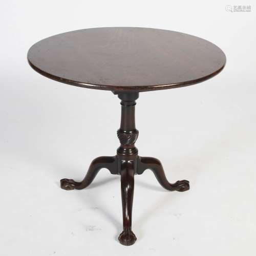 A George III mahogany snap top bird cage occasional table, the hinged circular top with bird cage
