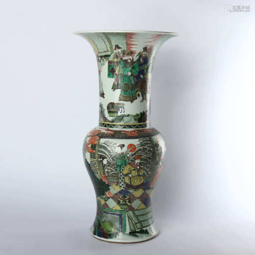 Phoenix Tail statue decorated with colorful characters and stories in early Qing Dynasty