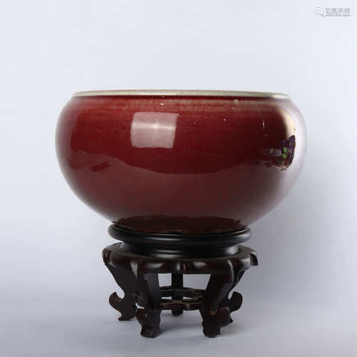 Lang red glazed incense burner in the middle of Qing Dynasty