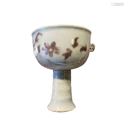 Yuan Dynasty underglaze red flower revolving cup