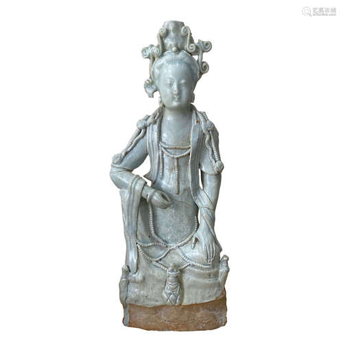 White glazed Guanyin porcelain statues in the middle of Qing Dynasty