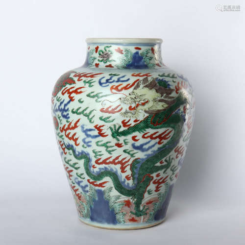 General's pot with five colored dragon patterns in Shunzhi of Qing Dynasty