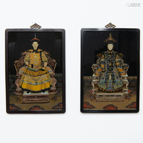 Qianlong Emperor and Empress, Reverse Glass Painting