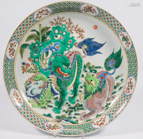 Display plate Wucai with dragons