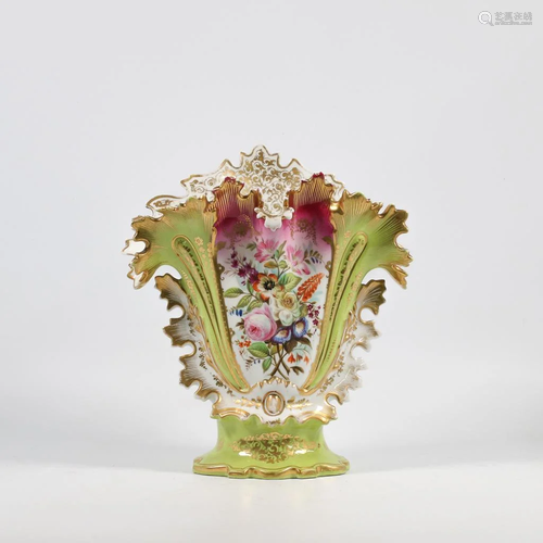 Large Vieux Paris Flower vase with Handpainted Decor