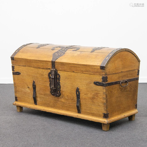 Antique Chest With Mounted with Metal, 18th Century.