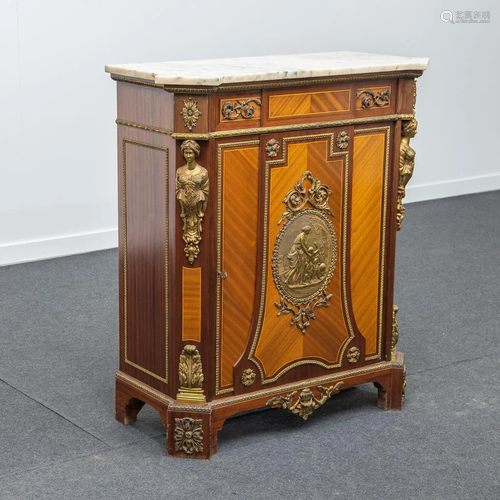 Commode with Marquetry Inlay and Marble Top