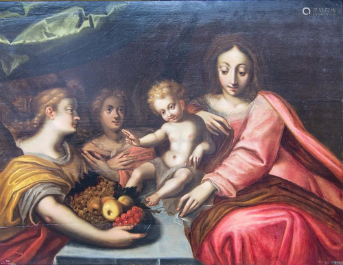 Painting made in 17th Century with Figurines and Putti