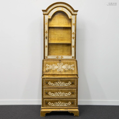 Writing Desk, Display Cabinet Italian Gilt Furniture