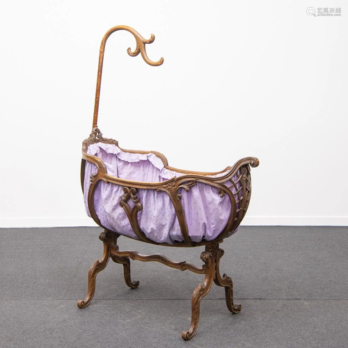 Louis XV cradle, made of Sculptured Wood