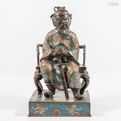 Emperor on the throne, Bronze cloisonné