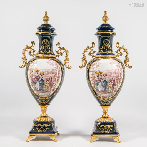 Pair of vases in Sèvres Style, Alfa Ceramice