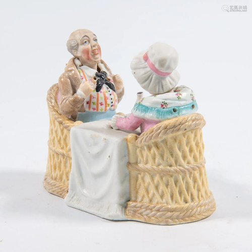 Chelsea Porcelain Group of 2 Nodders Playing a Game