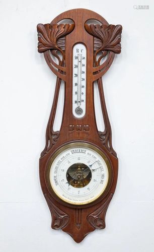 Barometer, Art Nouveau, Sculptured wood