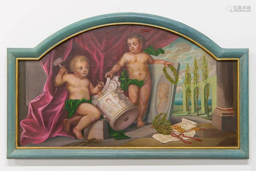 Overdoor painting with Putti