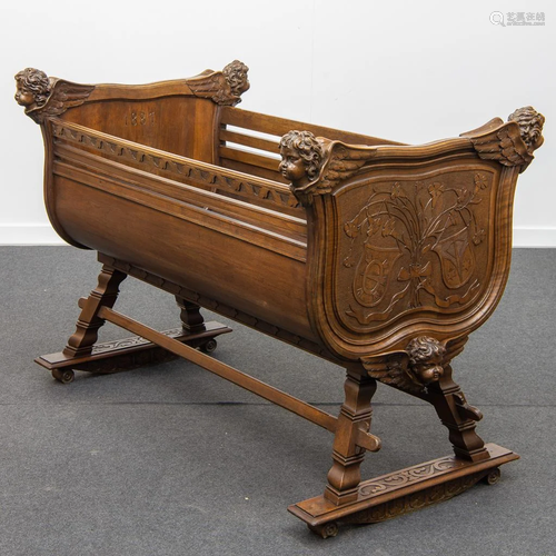 Walnut Cradle with Angles, 1887