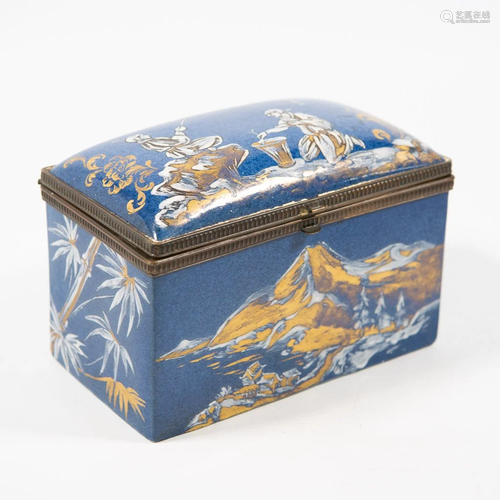 Porcelain Jewelry or Letter Box, with Japanese Decor