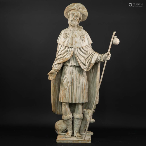 Wood Sculpture of Rochus, 19th Century