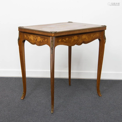 Game Table with Marquetry Inlay and Bronze Feet