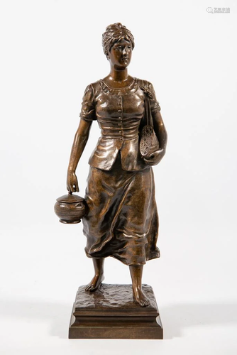 Jean GARNIER (1853-c.1910), Retour du Marché, Bronze