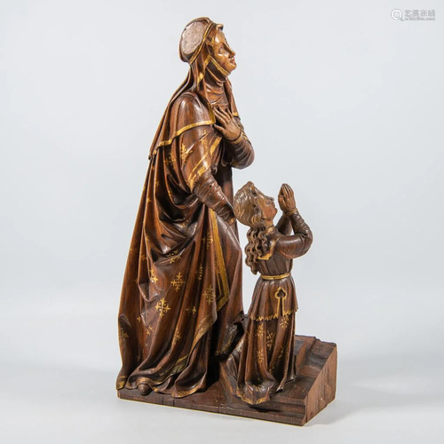 Neogothic Statue, Adoration, Wood Sculpture