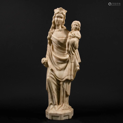 Madonna with Child, Marble Statue, 19th Century