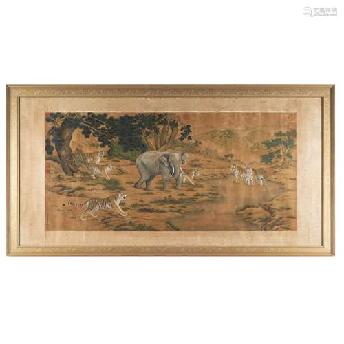 CHINESE FRAMED PAINTING, LANG SHINING SIGNED