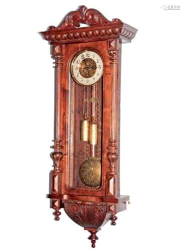 GERMAN TWO WEIGHT REGULATOR WOODEN CLOCK